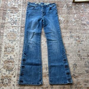 Anthropologie Pilcro Denim Flare Jeans with Button Accents